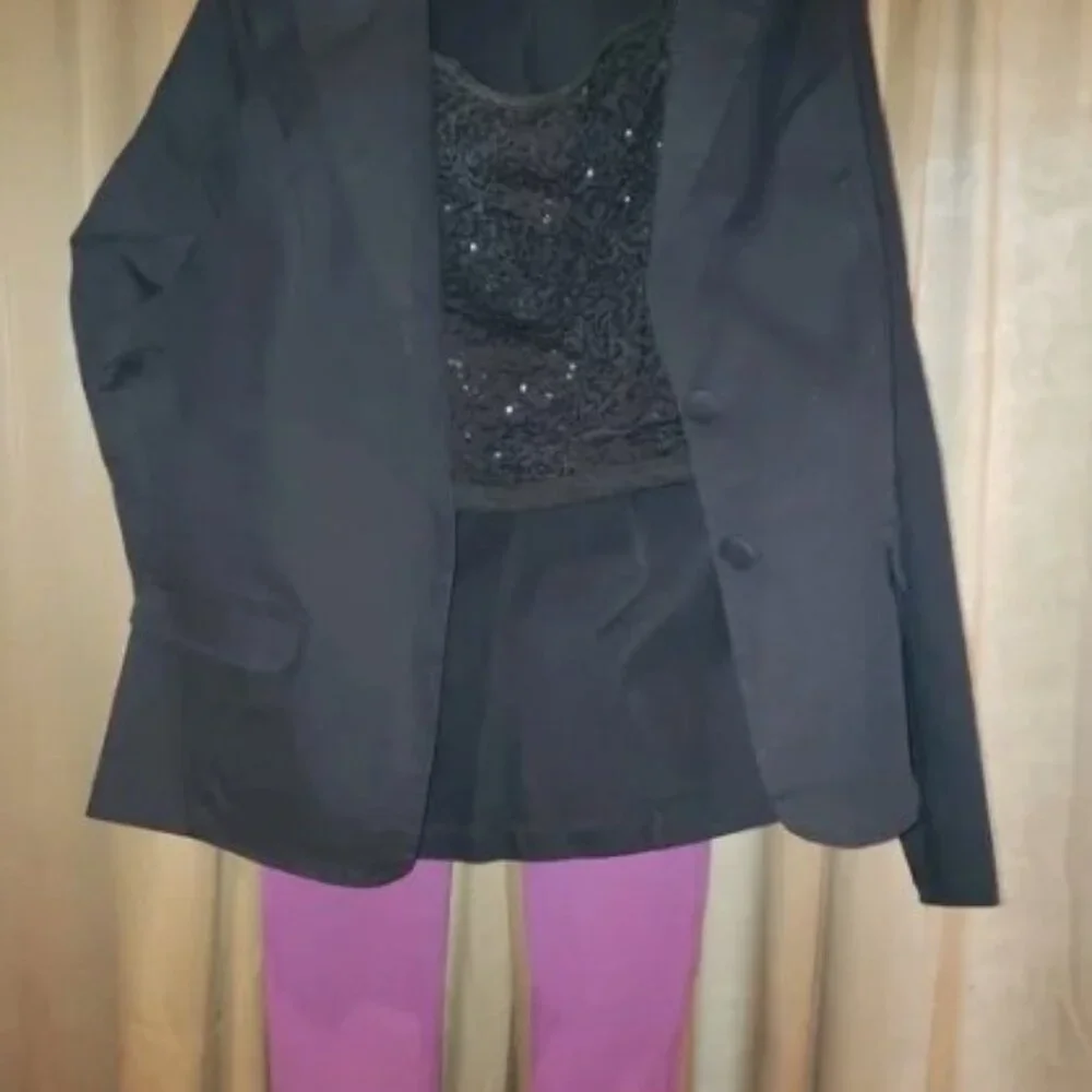 Dance Costume, Purple and Black, 3 pieces Large Adult, Contemporary, Jazz